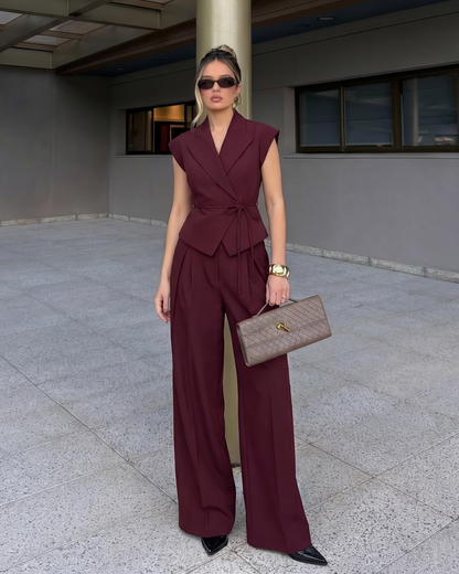 Maroon Structured Suit Set