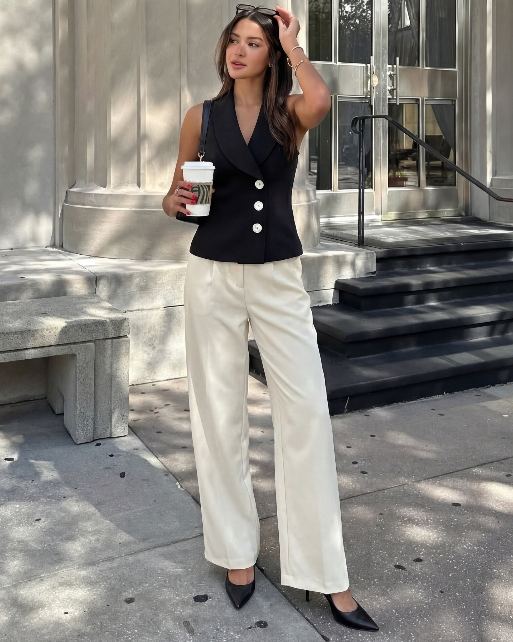 topwear,tops,formal, semi-formal, outdoor events,creative workwear, sophisticated, summer,stretchable,polyester, spandex,black,solid,regular fit,waist coat,waist length,scoop neck,sleeveless,25010062GG, OY1706