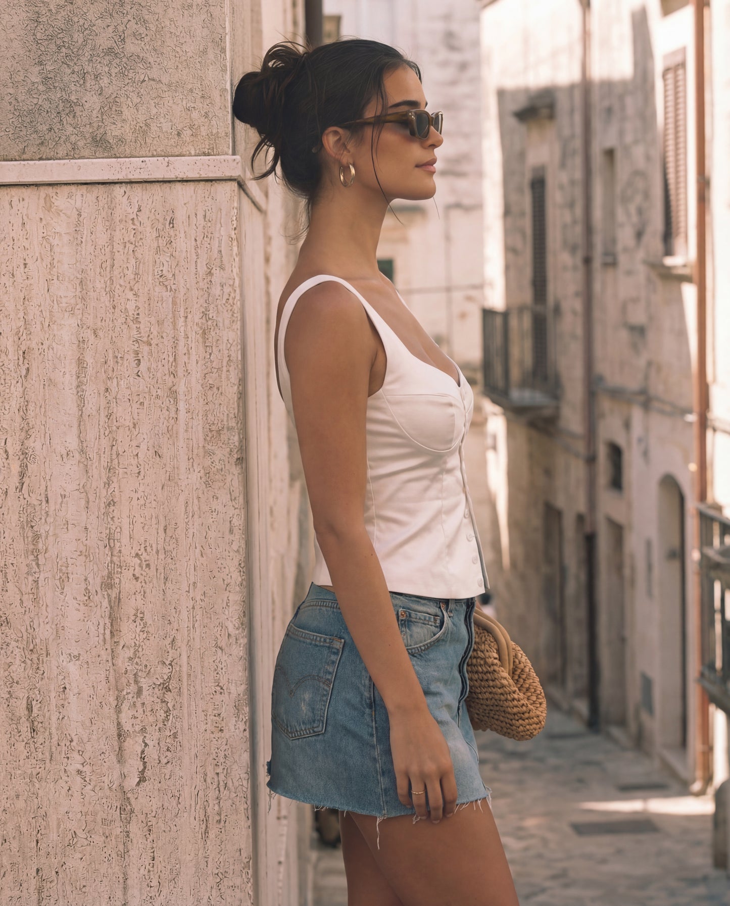 button-up-fitted-top,WHITE FITTED TOP,topwear,tops,semi-formal,minimal,woven,poplin,white,solid,button,tailored fit,fitted,regular,diamond neck,sleeveless