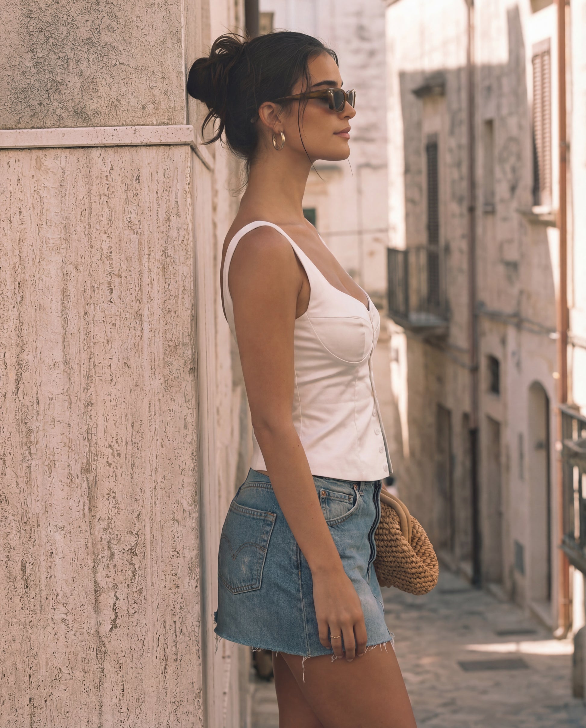 button-up-fitted-top,WHITE FITTED TOP,topwear,tops,semi-formal,minimal,woven,poplin,white,solid,button,tailored fit,fitted,regular,diamond neck,sleeveless