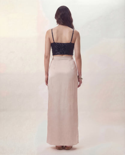 Sequins Top with Champagne Skirt Coord Set