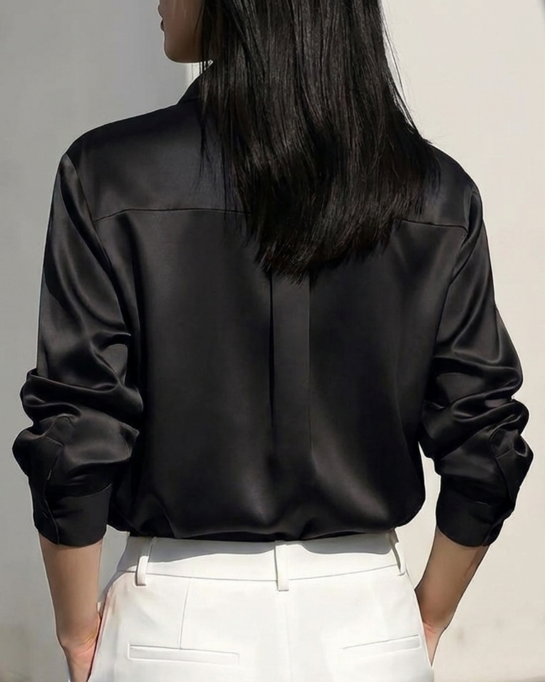 Coal Black Solid Satin Shirt