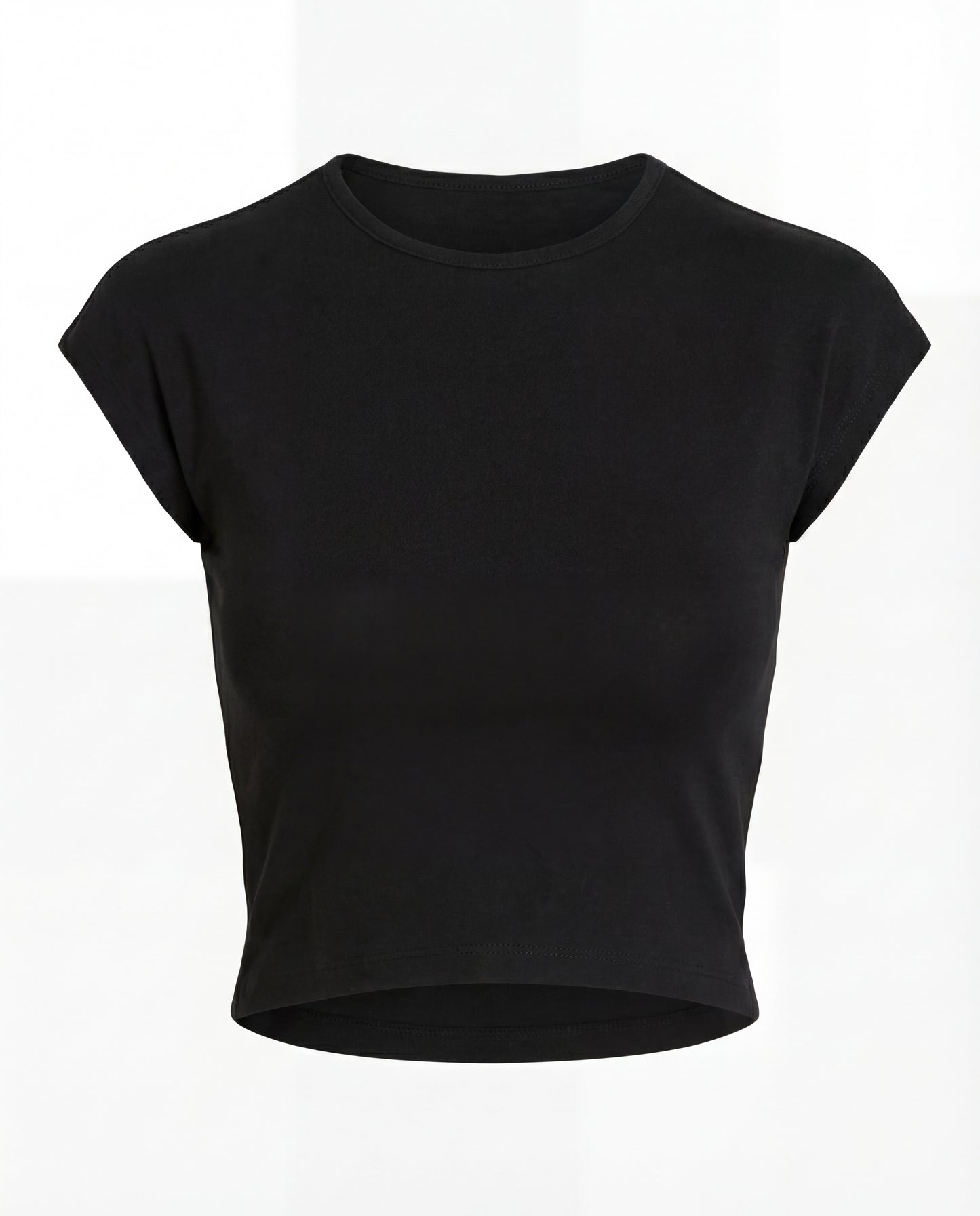 Black Ribbed Fitted Top