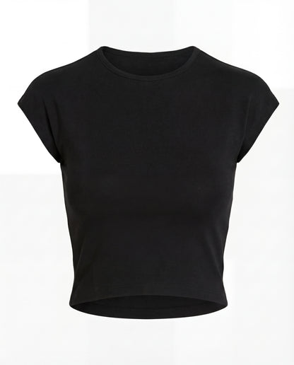Black Ribbed Fitted Top