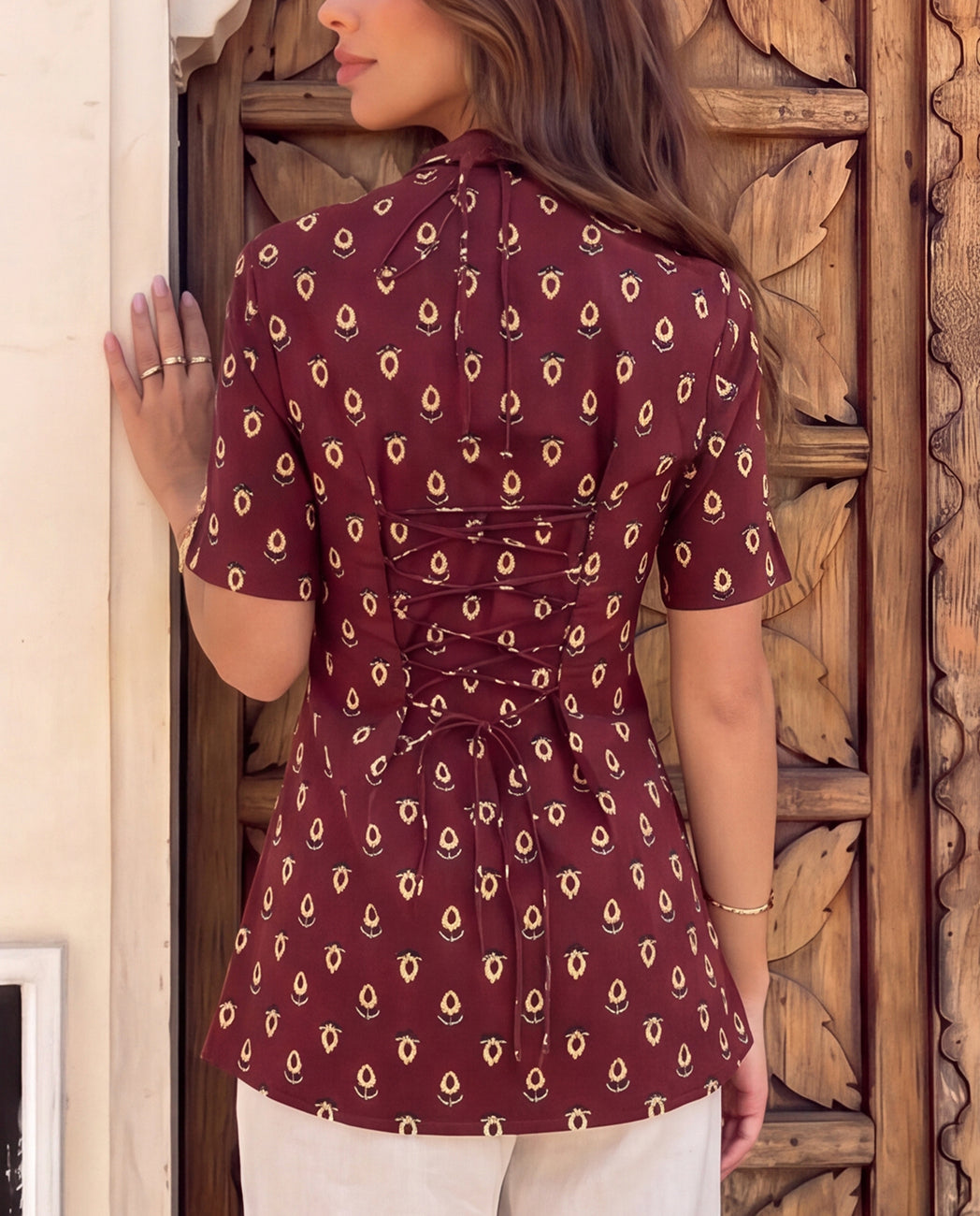 Kesar Halter Neck Corset Kurti