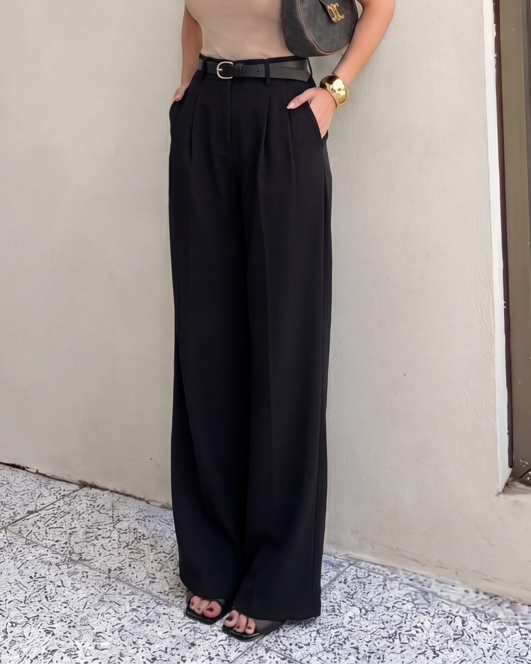 Black Pleated Pants With Belt