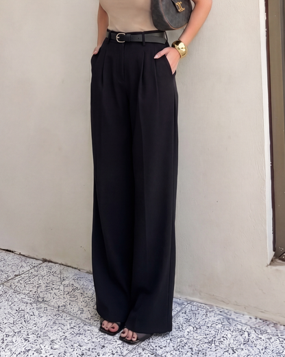 Black Pleated Pants With Belt