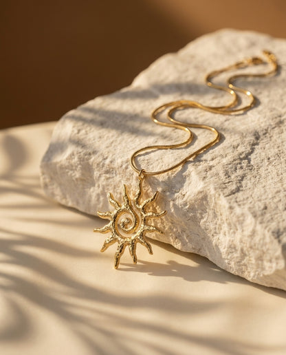 Golden Antitarnish Ray Pendant Necklace