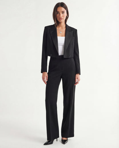 Black Cropped Blazer & Pant Set