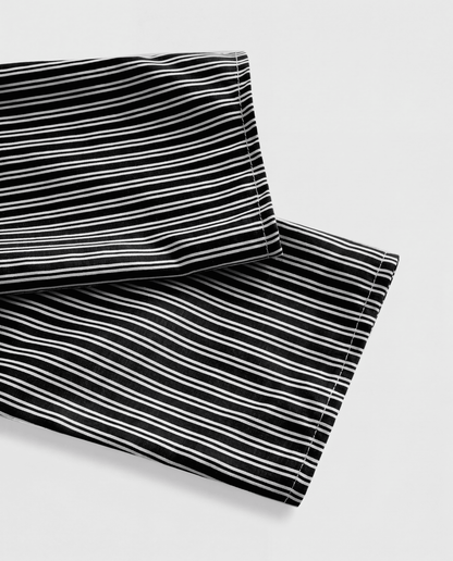 Black Stripe Asymmetric Hem Shirt