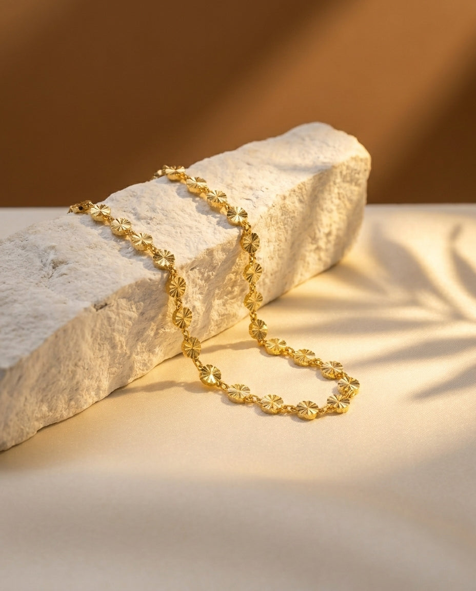 Golden Antitarnish Sunray Disc Necklace