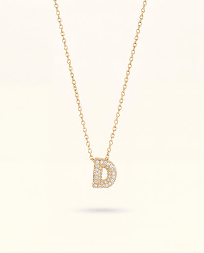 The D Rhinestone Anti Tarnish Necklace - Gold