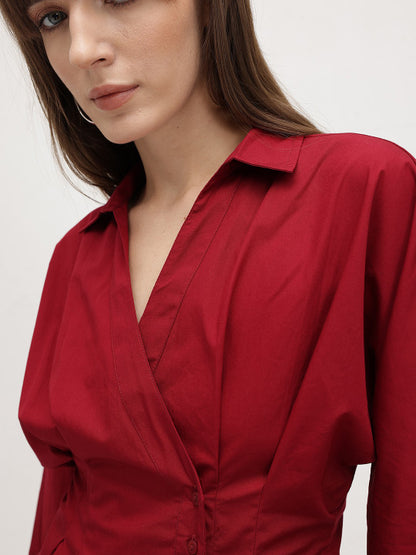 Ruby Red Sculpted Waist Shirt