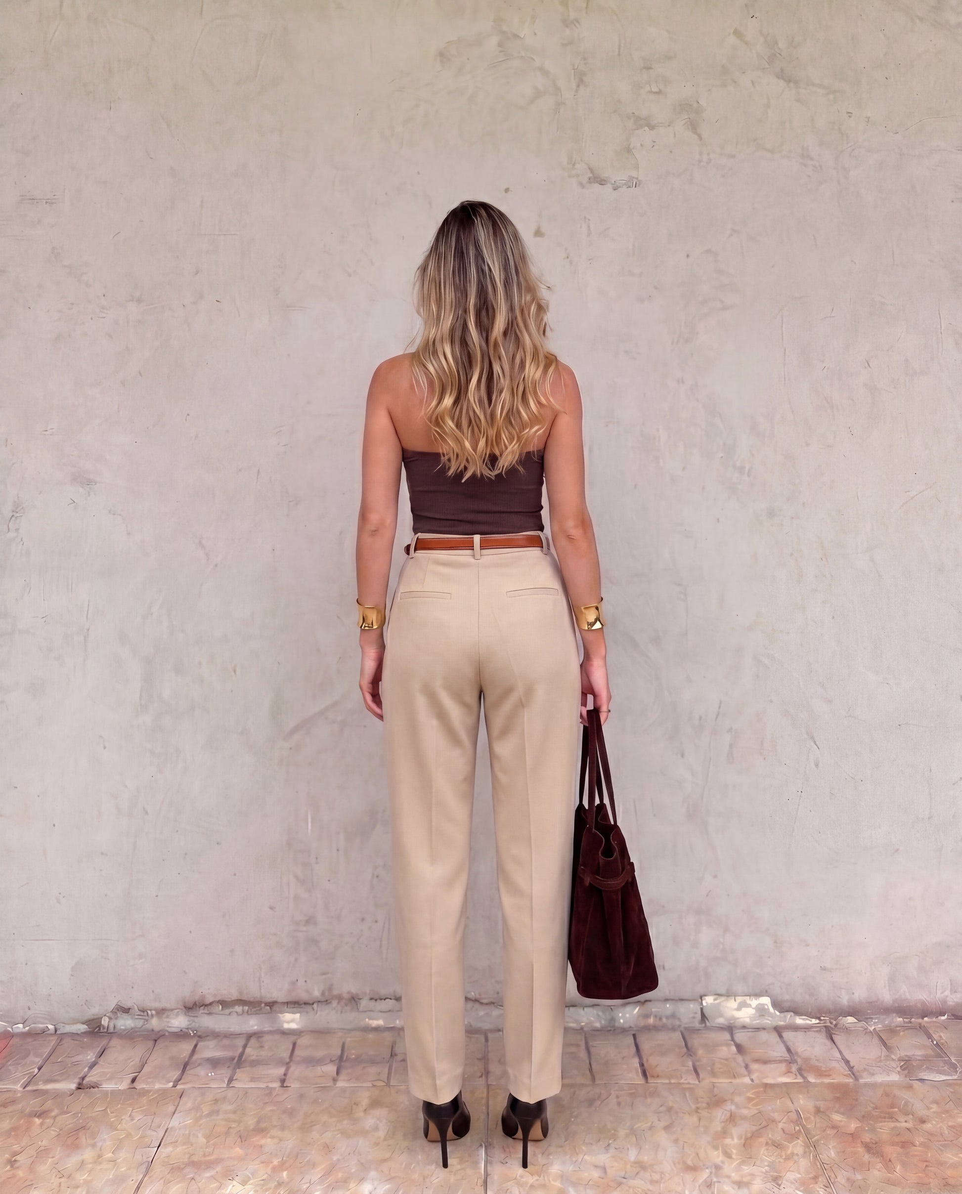 bottomwear,trousers,formal,gen z, summer,stretchable,moss,panelling, beige,side pockets,,regular fit,tapered,full length,high rise OY2033, 25100022GG