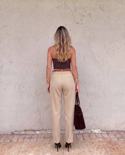 bottomwear,trousers,formal,gen z, summer,stretchable,moss,panelling, beige,side pockets,,regular fit,tapered,full length,high rise OY2033, 25100022GG