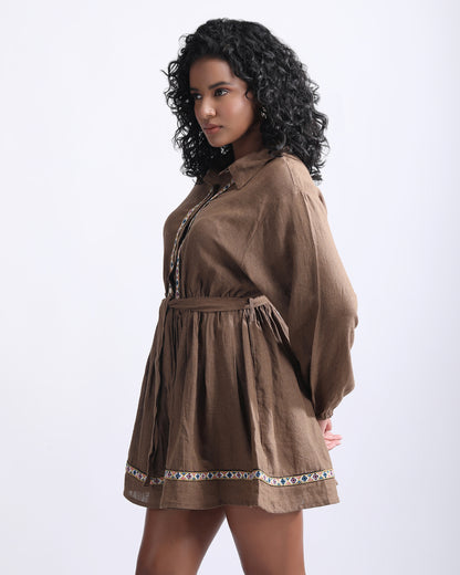 COLLARED LACED MINI DRESS,a line, balloon sleeves, casual, coffee brown, collared, cotton, dresses, lace, long sleeves, mini, regular fit, solid, straight, summer, woven,collared-laced-mini-dress-coffeebrown,Color- Coffee Brown
Neck- Collared Neck
Sleeve- Balloon Sleeve
Type- A-Line
Fit- Regular Fit
Print/Pattern- Solid
Length- Mini
Fabric- Cotton
Closure- Button Up
Detail- Lace Details