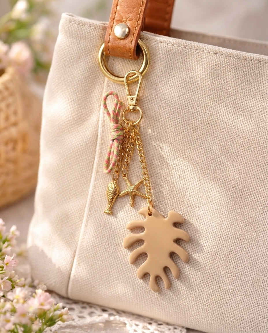 Palm Leaf Bow Keychain