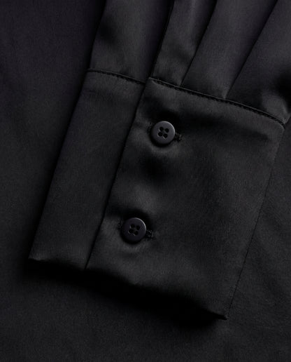 Coal Black Solid Satin Shirt