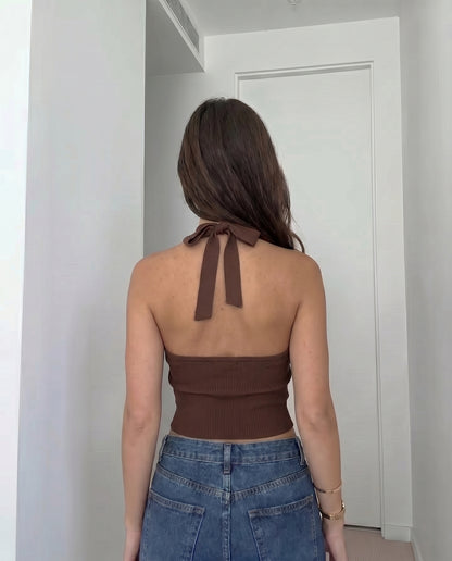 Cowl Neck Top - Brown