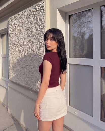 Contour Square Neck Top- Burgundy