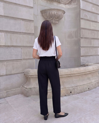 High Waist Buckle Detail Tapered Pant
