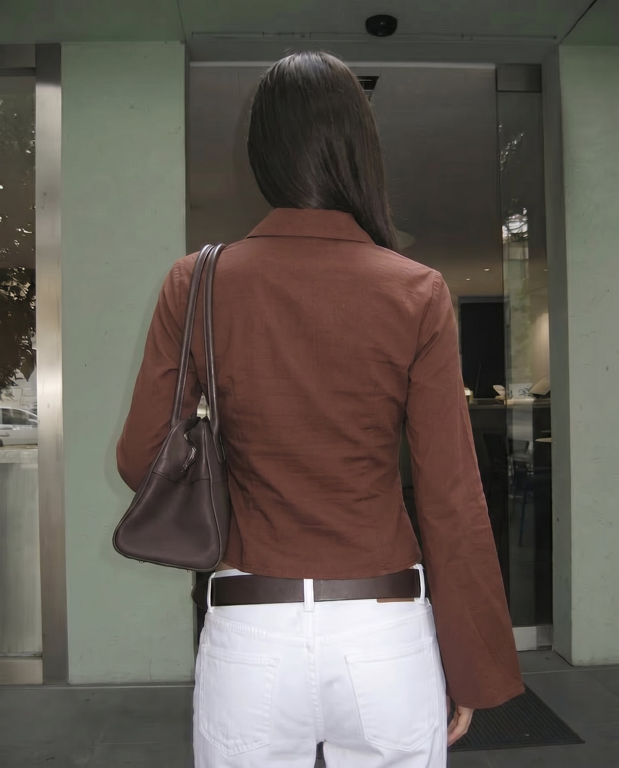 Mocha Brown Flared Sleeve Shirt