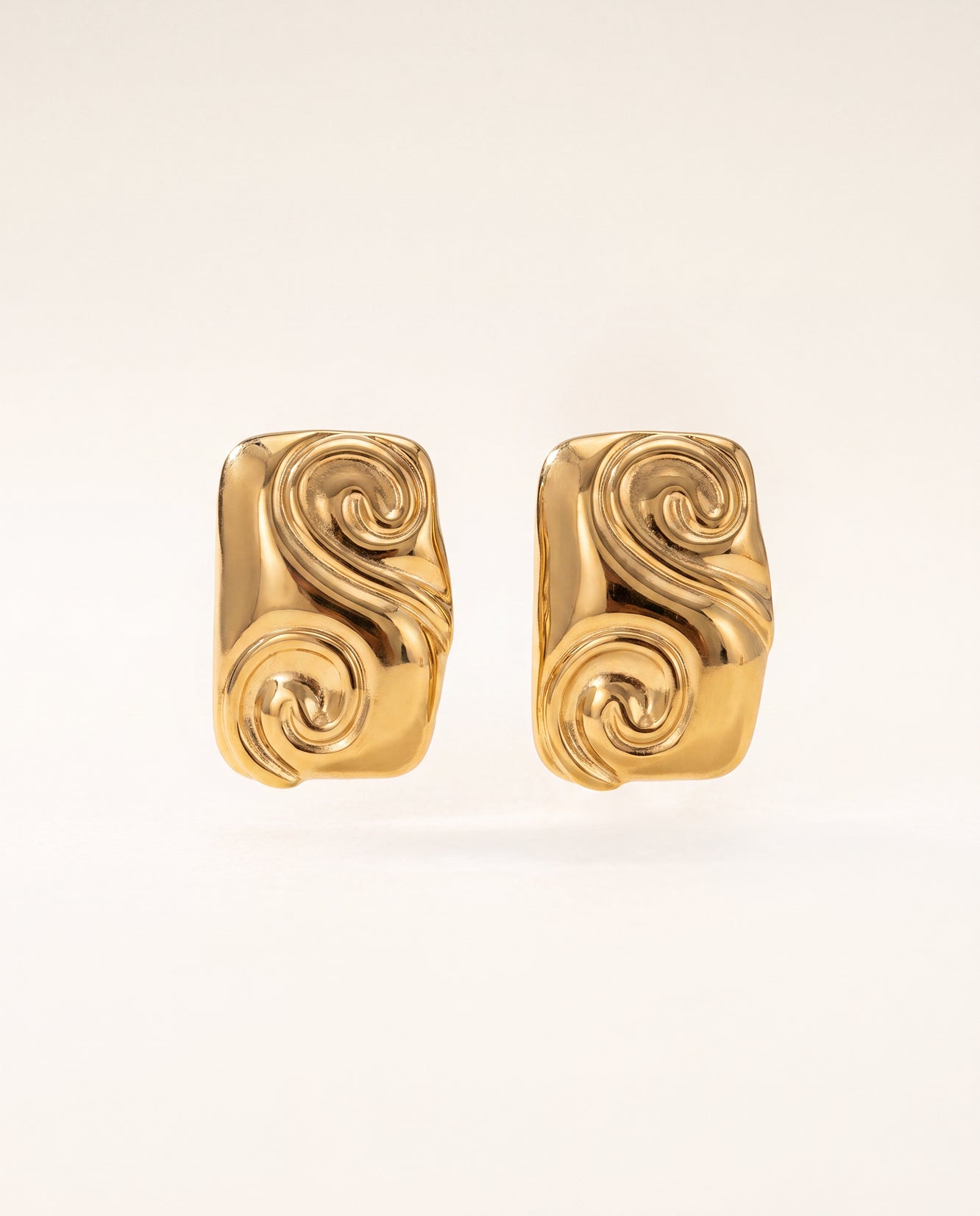The Scroll Stud Anti Tarnish Earrings - Gold