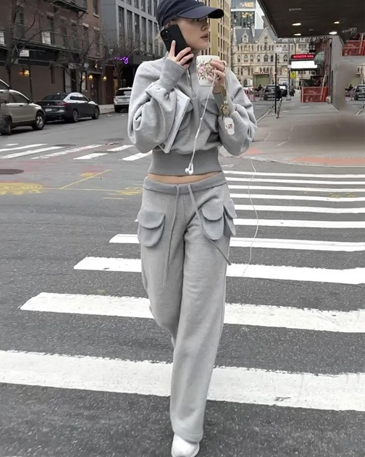 Light Grey Melange Utilitarian Sweat Set