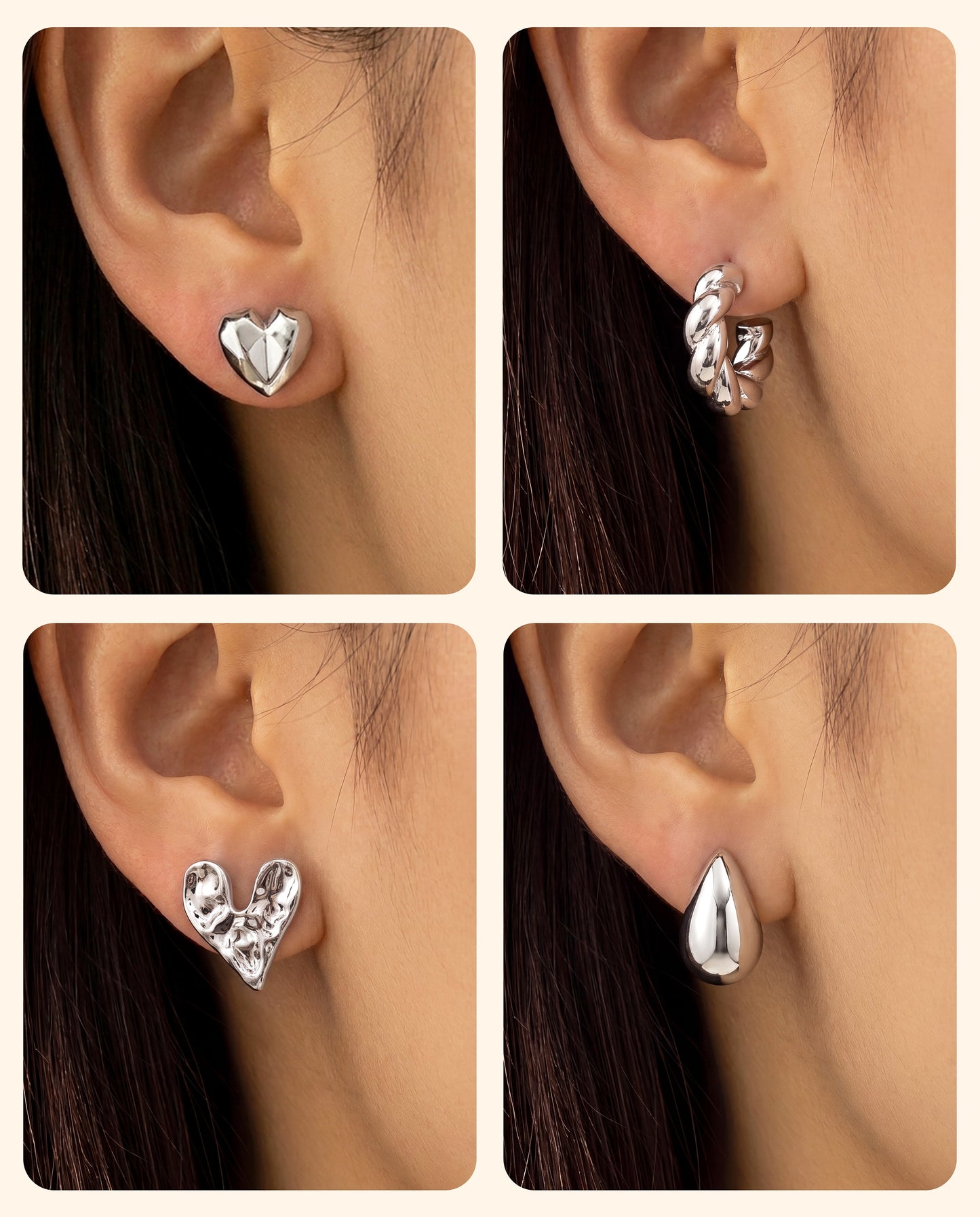 The Silver Earrings  Edit - Set of 4