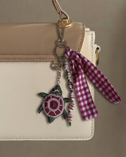Gingham Turtle Keychain