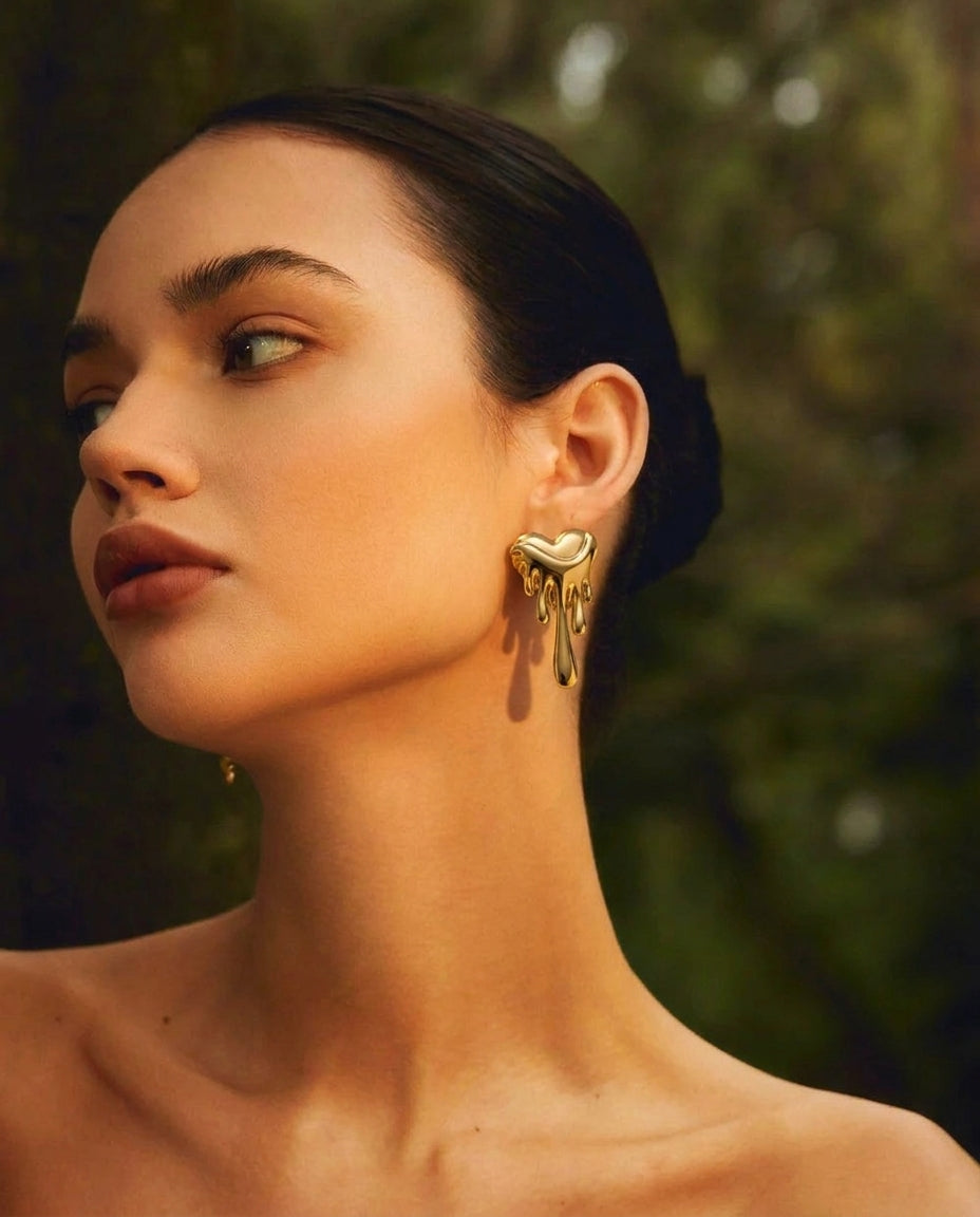 The Melting Heart Anti Tarnish Studs - Gold