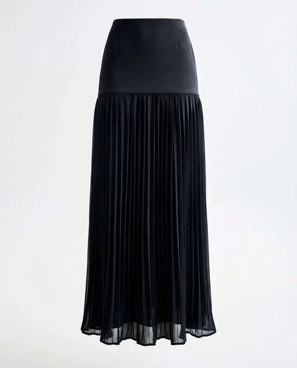 Black Fit & Flare Pleated Skirt