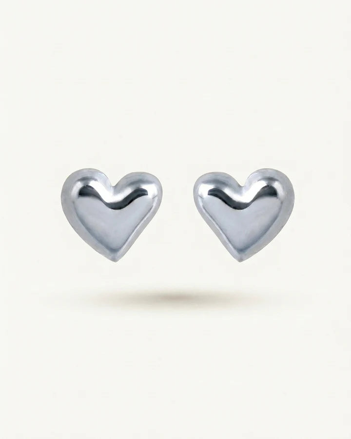 Pillow Heart Studs - Silver