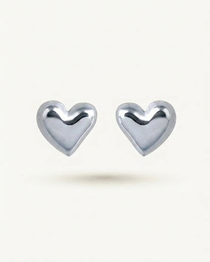 Pillow Heart Studs - Silver