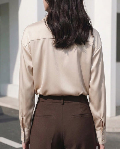 Champagne Solid Satin Shirt