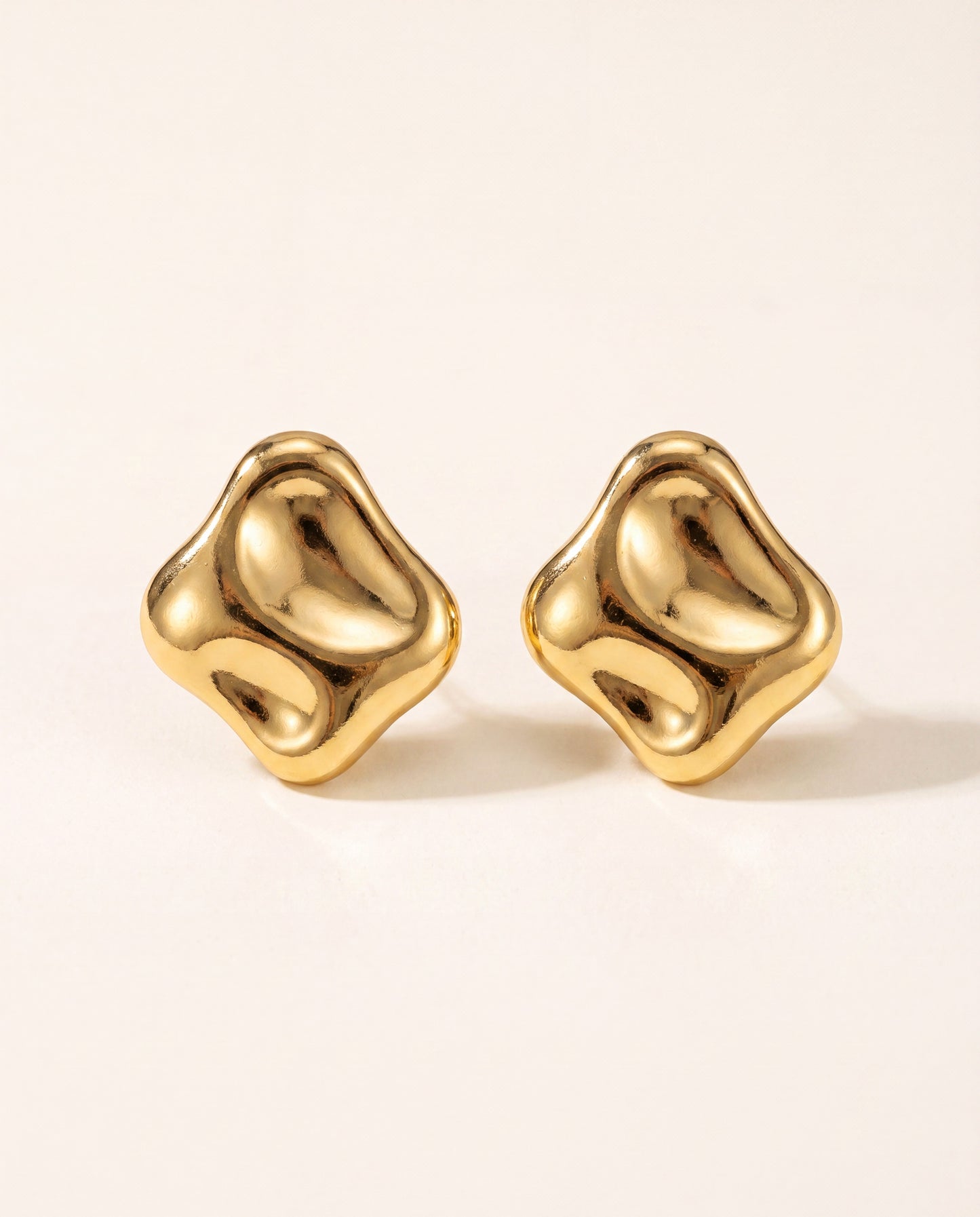The Puff Square Anti Tarnish Earrings - Gold