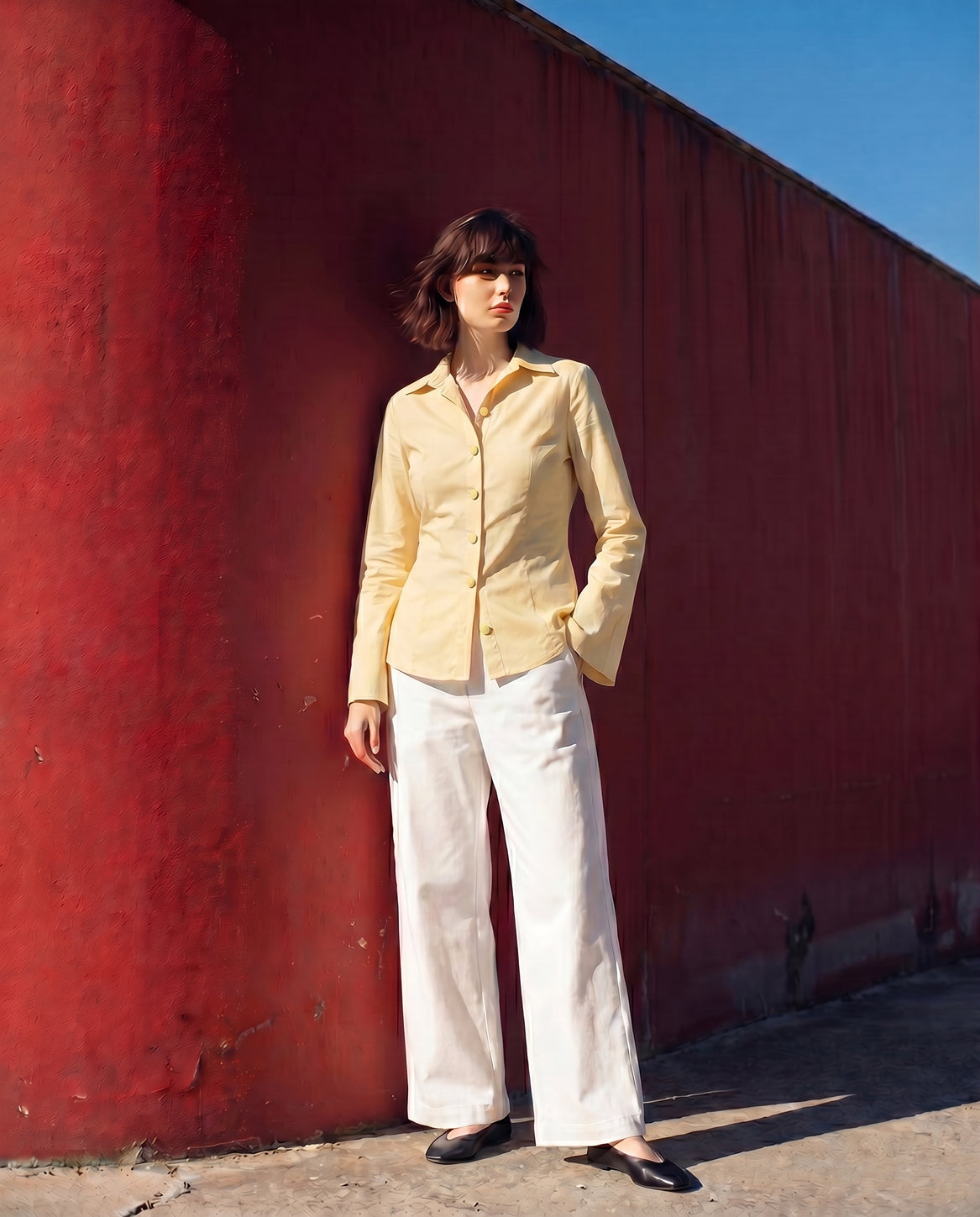 Butter Yellow Flared Sleeves Shirt