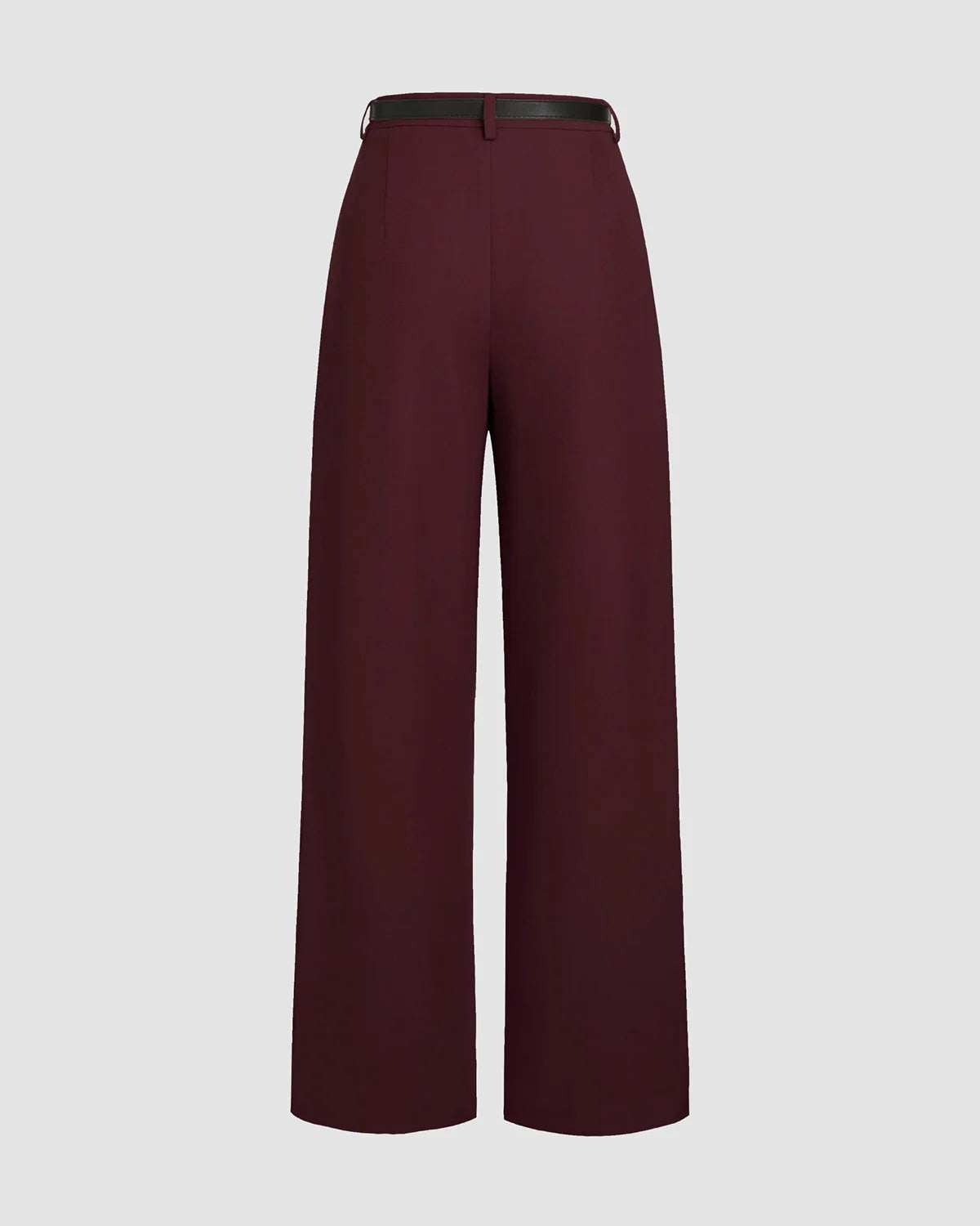 Pleated Pants With Belt- Maroon