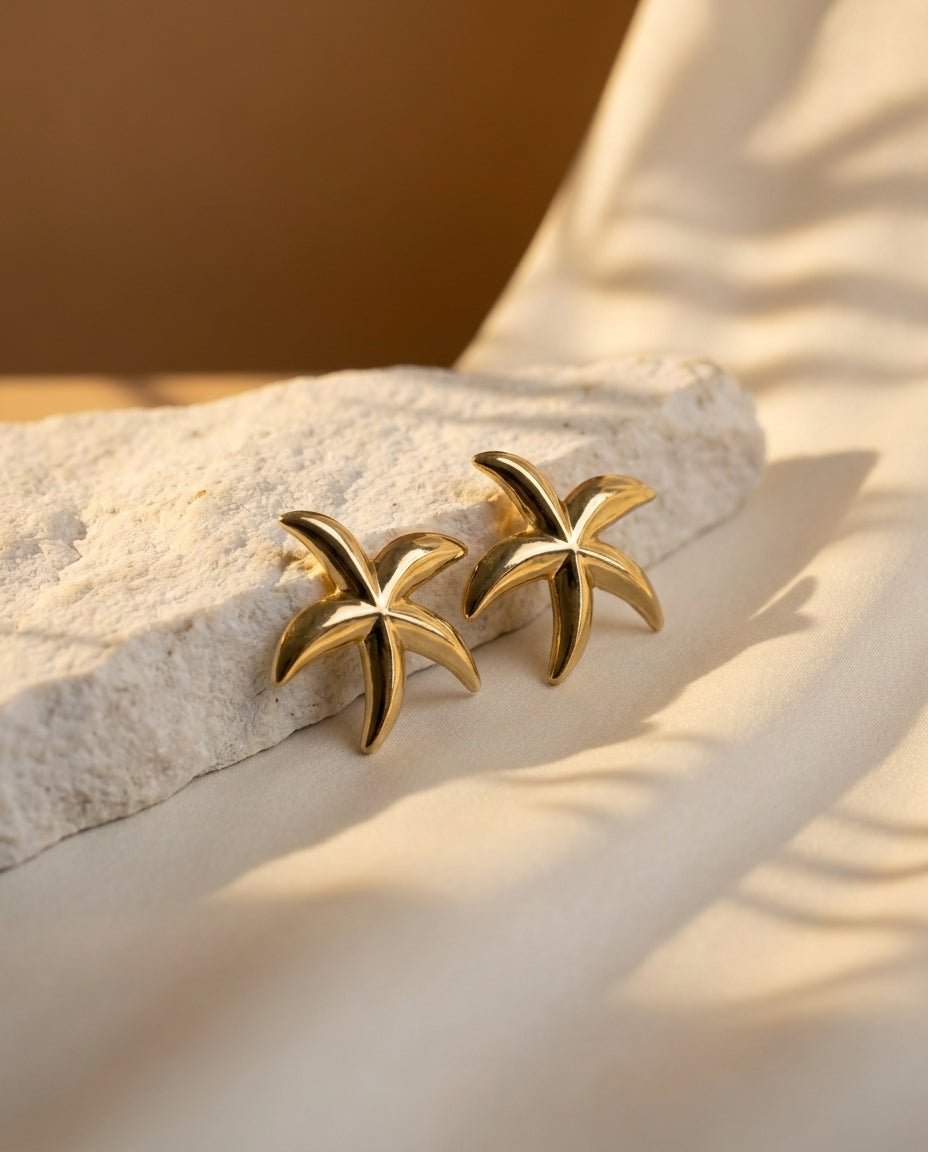 Golden Antitarnish Starfish Studs