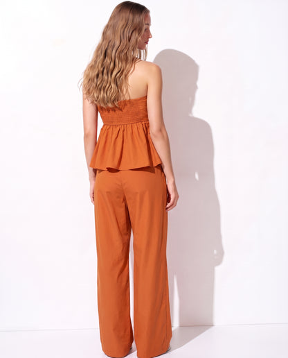 Burnt Orange Bandeau Top And Pants Co Ord Set