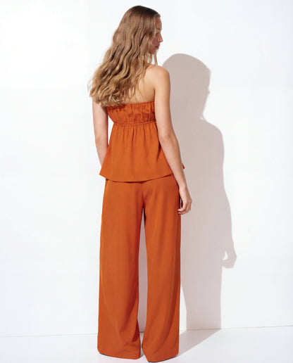Burnt Orange Bandeau Top And Pants Co Ord Set