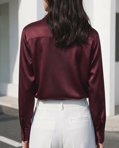 Burgundy Solid Satin Shirt