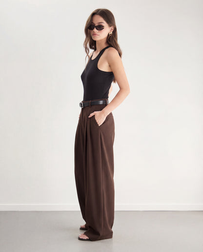 Brown Pleated Trouser