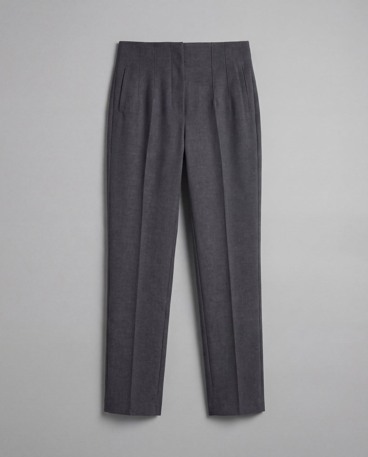 Grey High-Waist Tapered Trouser