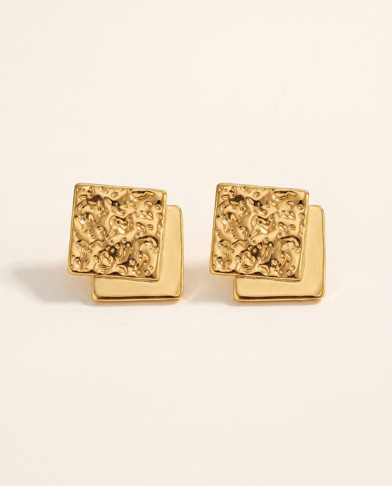 The Block Stud Anti Tarnish Earrings - Gold
