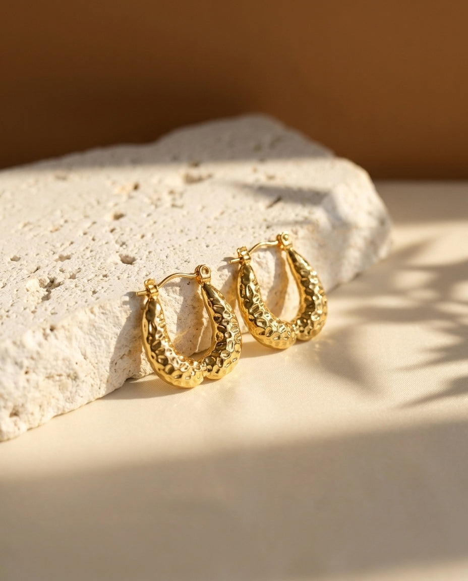 Golden Terrain Hoop Earrings