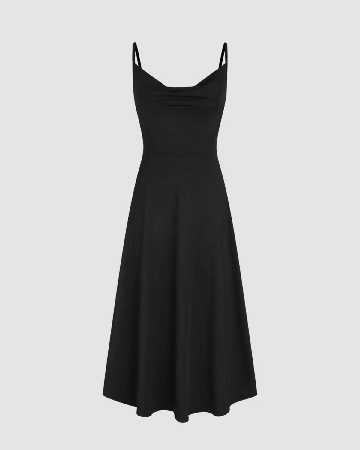 COWL NECK FIT AND FLARE DRESS