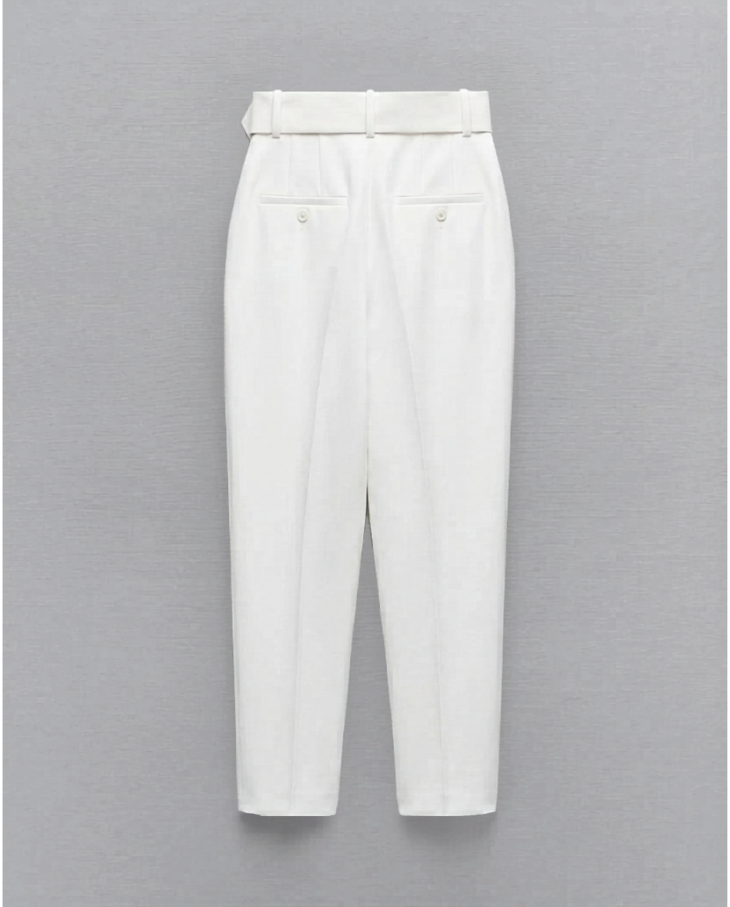 Belted Tapered Pants With Belt - White