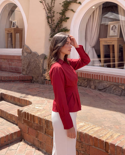 Ruby Red Sculpted Waist Shirt