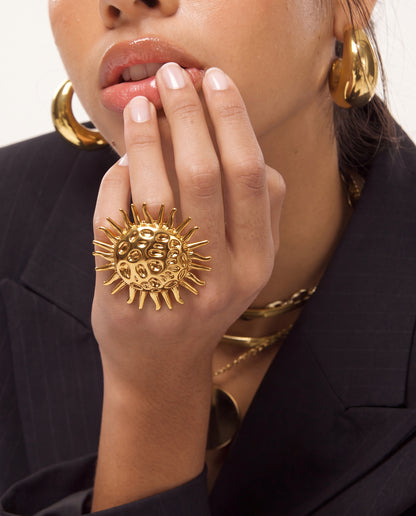The Cosmic Sun Anti Tarnish Rings - Gold